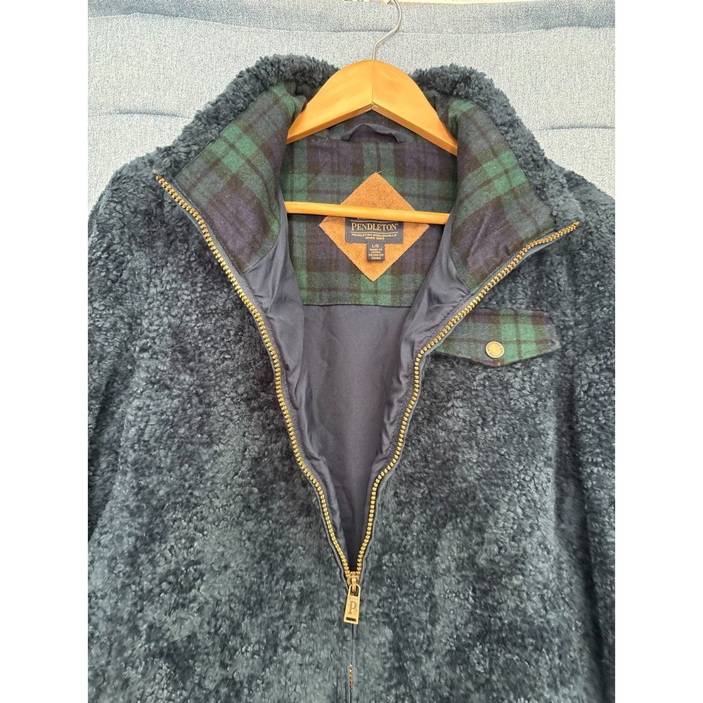 Pendleton Jacket Women's L Blue Deep Pile Fleece Full Zip Outdoor Gorpcore - Picture 5 of 8